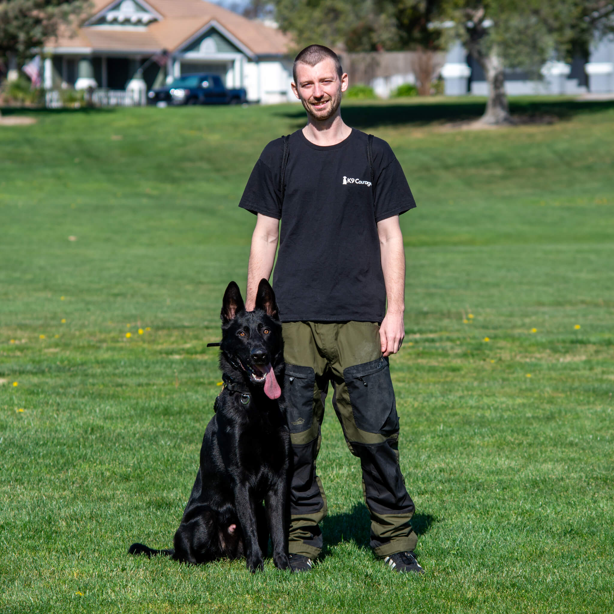 Daniel from K9 Courage Dog Training working with German Shepherd | serving Tracy CA dog owners